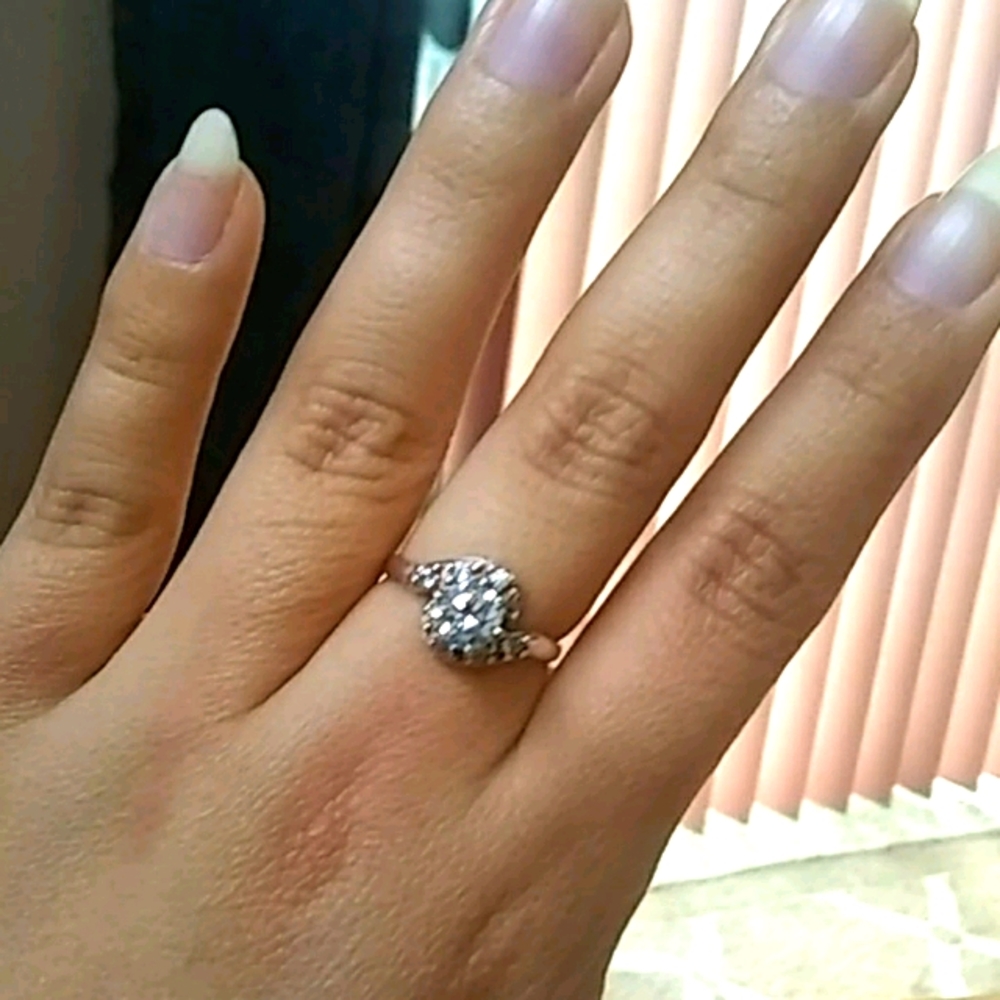 Sterling Solid Silver 925 White Gem Ring - image 2